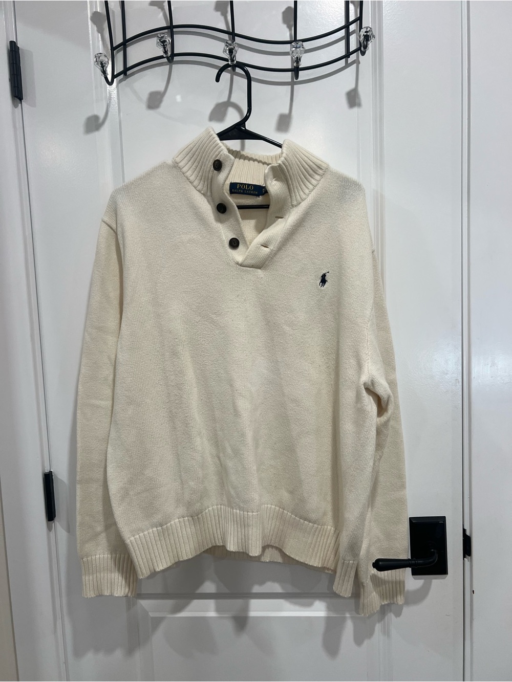 Polo Ralph Lauren Cream Shawl Collar Knit Sweater